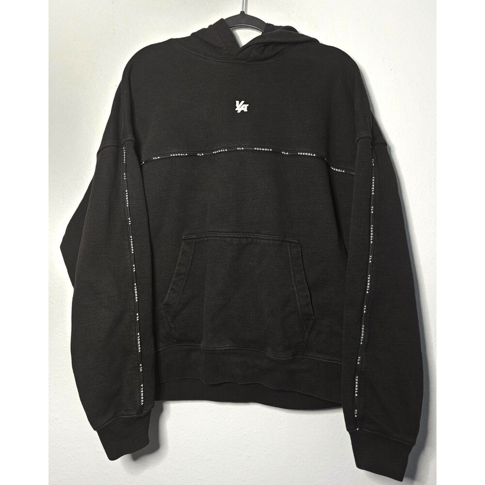 YoungLA #5105 Piping Collection Hoodie  Black Medium Y2K Style Streetware
